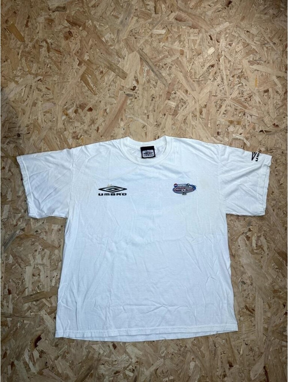 Vintage Umbro Pepsi MLS Dribble Pass Score T-Shirt Mens XL White Soccer Tee
